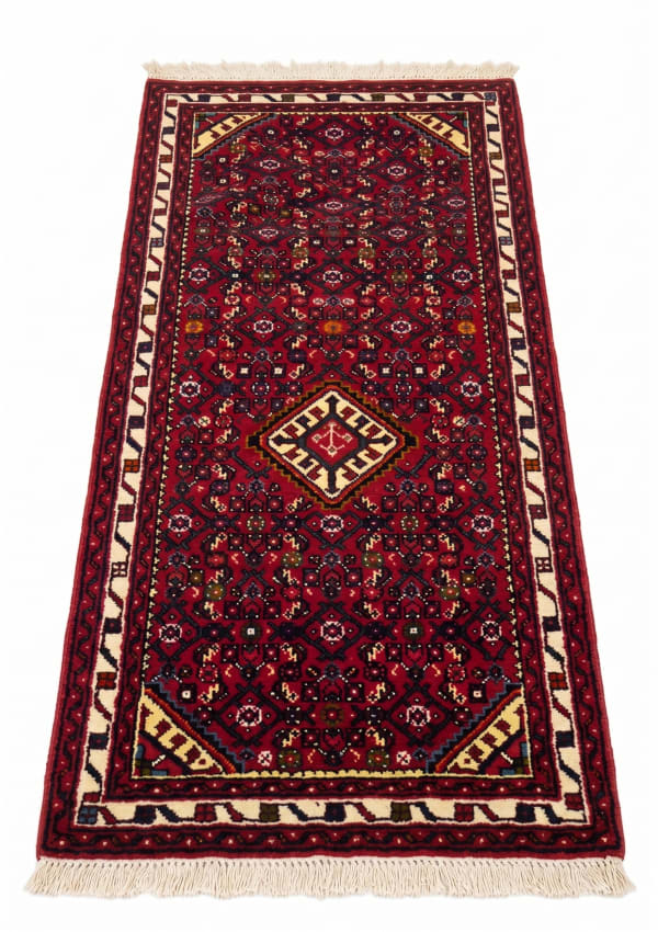 Hamedan All-Over Crimson Runner, Hamedan, Iran tribal rug, in crimson red, Wool, 76x201, Nasim Carpets Malaysia