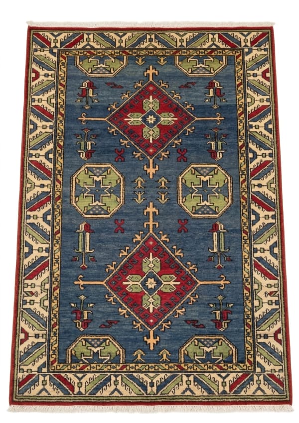 Kazak Medallion Blue, Kazak, Caucasus (South Caucasus / Azerbaijan region) tribal rug, in slate blue, Wool, 140x213, Nasim Carpets Malaysia