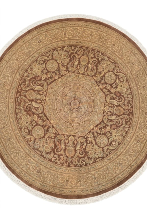 Tabriz Medallion Rosette Mocha, Tabriz, Iran persian rug, in mocha brown, Wool, 244x244, Nasim Carpets Malaysia