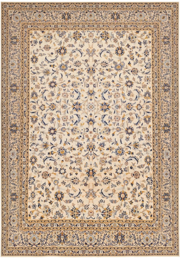 Kashan All-Over Ivory, Kashan, Iran persian rug, in antique ivory, Wool, 256x366, Nasim Carpets Malaysia
