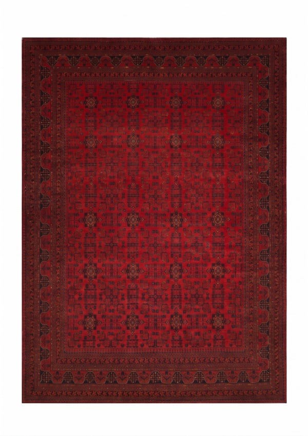 Afghan Khal Mohammadi All-Over Crimson, Kunduz / Khal Mohammadi region, Northern Afghanistan tribal rug, in madder crimson, Wool, 256x357, Nasim Carpets Malaysia