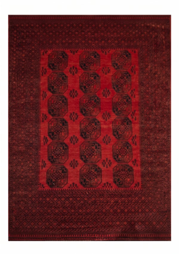 Afghan Ersari Gul Red, Ersari Turkmen, northern Afghanistan tribal rug, in madder red, Wool, 293x372, Nasim Carpets Malaysia