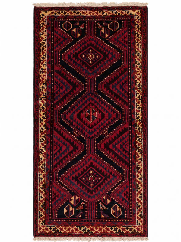 Baluch Geometric Medallion Crimson, Baluchistan, Afghanistan-Iran Border Region tribal rug, in crimson red, Wool, 162x253, Nasim Carpets Malaysia