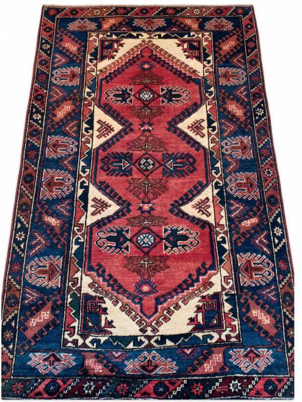 Kazak Medallion Crimson Blue, Kazak, South Caucasus (Azerbaijan/Armenia border region) tribal rug, in madder crimson, Wool, 4206x6401, Nasim Carpets Malaysia