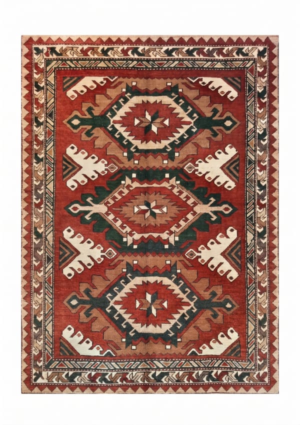 Kazak Triple Medallion Madder Red, Kazak, South Caucasus (Azerbaijan/Armenia border region) tribal rug, in madder red, Wool, 4572x5852, Nasim Carpets Malaysia