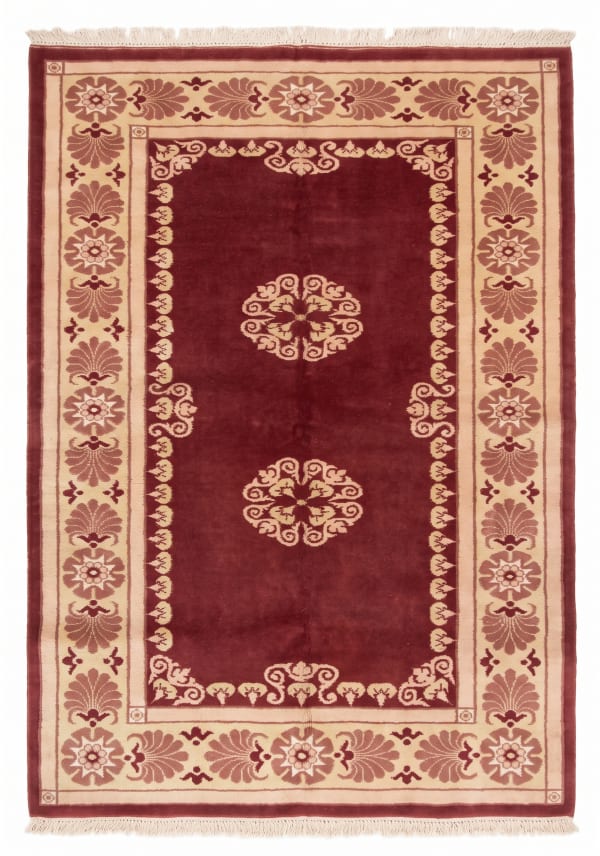 Ningxia Medallion Burgundy, Ningxia, China tribal rug, in burgundy red, Wool, 4877x6888, Nasim Carpets Malaysia