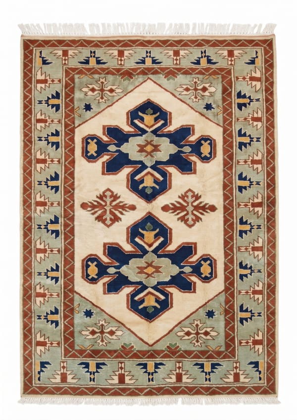 Kazak Medallion Ivory, Kazak, South Caucasus (Azerbaijan / Armenia border region) tribal rug, in ivory, Wool, 5273x6888, Nasim Carpets Malaysia