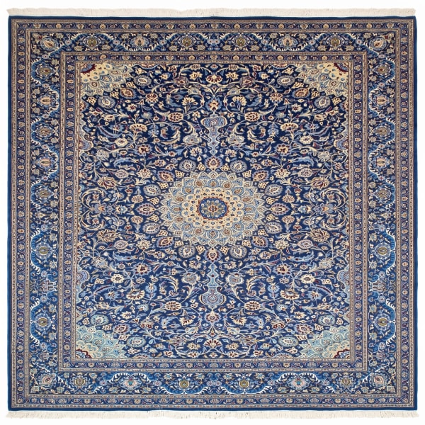 Kashan Medallion Floral Navy, Kashan, Iran persian rug, in midnight navy, Wool, 305x396, Nasim Carpets Malaysia