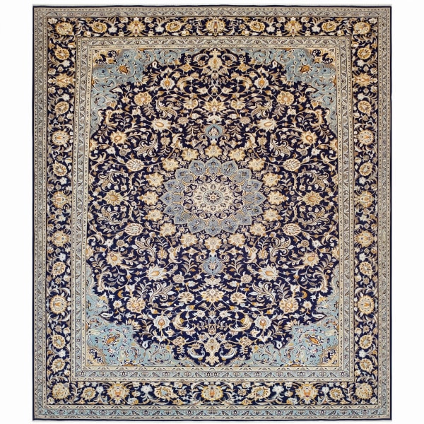 Kashan Medallion Navy, Kashan, Iran persian rug, in midnight navy, Wool, 311x411, Nasim Carpets Malaysia