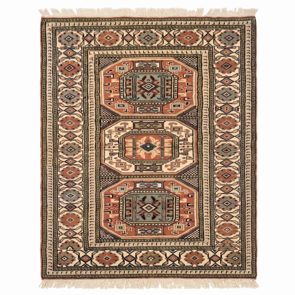 Kazak Triple Medallion Terracotta, Kazak, Caucasus (Southwest Azerbaijan / Armenia border region) tribal rug, in terracotta red, Wool, 2652x4694, Nasim Carpets Malaysia