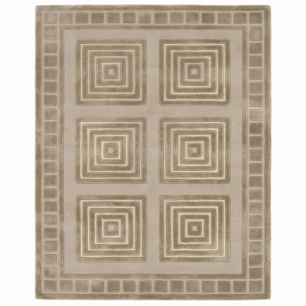 Indo-Nepal Geometric Squares Silver, Indo-Nepali, likely Kathmandu Valley, Nepal persian rug, in silver sage, Wool, 122x155 cm, Nasim Carpets Malaysia