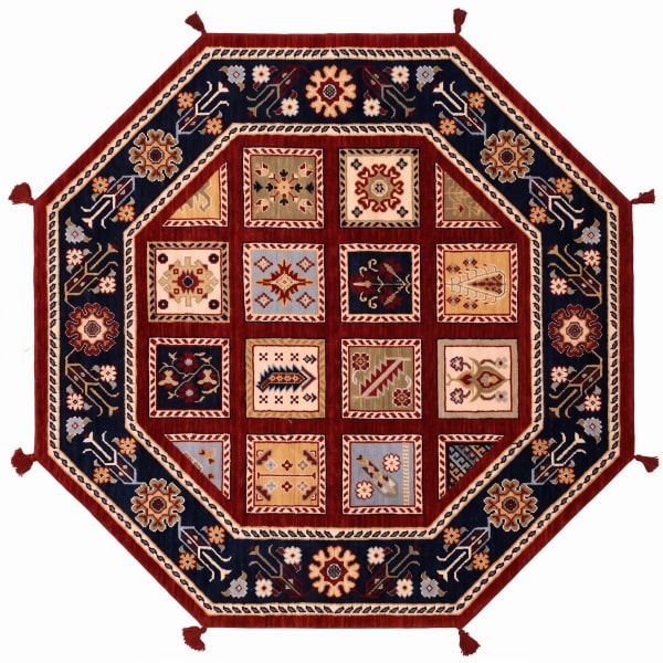 Karachof Kazak Compartmental Panel Red, Karachof, Kazak Region, South Caucasus (Azerbaijan/Armenia border) persian rug, in madder red, Wool, 152x152 cm, Nasim Carpets Malaysia