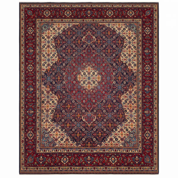 Kashan Medallion Navy Red, Kashan, Isfahan Province, Iran persian rug, in midnight navy, Wool, 204x305 cm, Nasim Carpets Malaysia