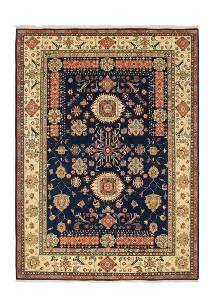 Afghan Kazak Medallion Navy, tribal rug, 244x299 cm, Wool
