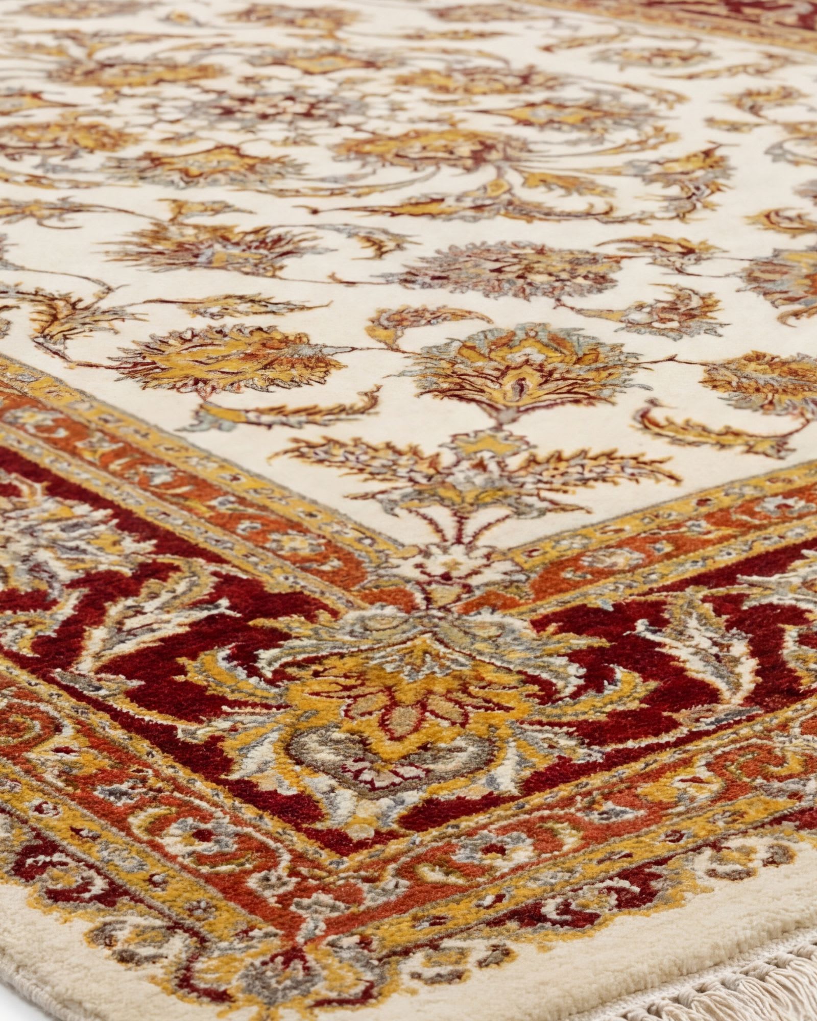 Persian Tabriz Ivory & Burgundy Floral, Iran persian rug, in ivory, Silk & Wool, 213x304 cm, Nasim Carpets Malaysia — view 2