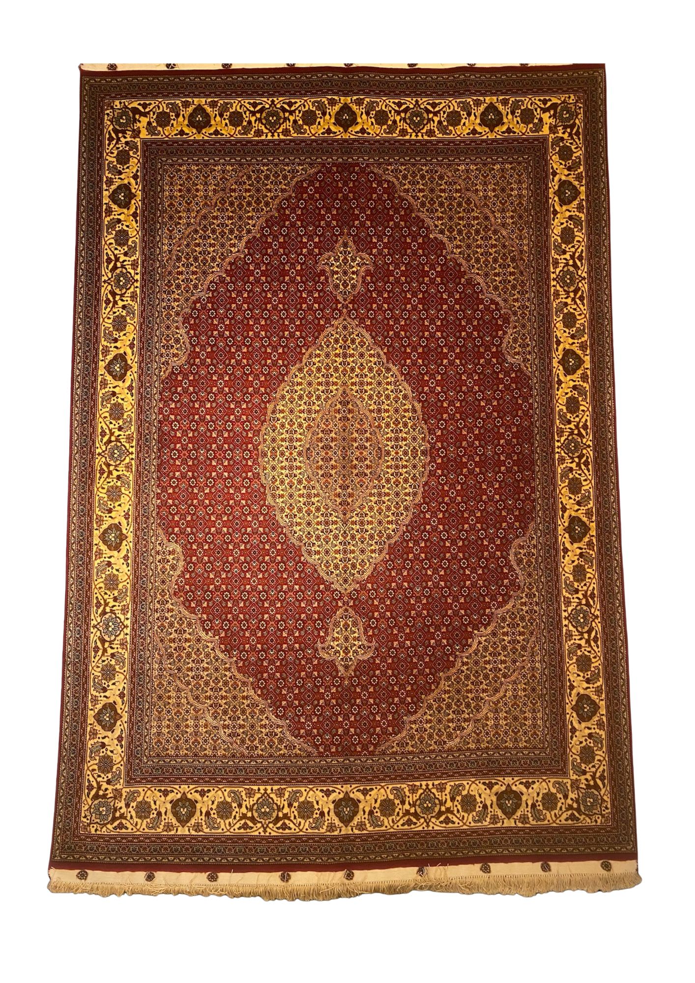 Tabriz Mahi Masterpiece, Tabriz persian rug, in red, Silk and Wool, 152x244 cm, Nasim Carpets Malaysia — view 1