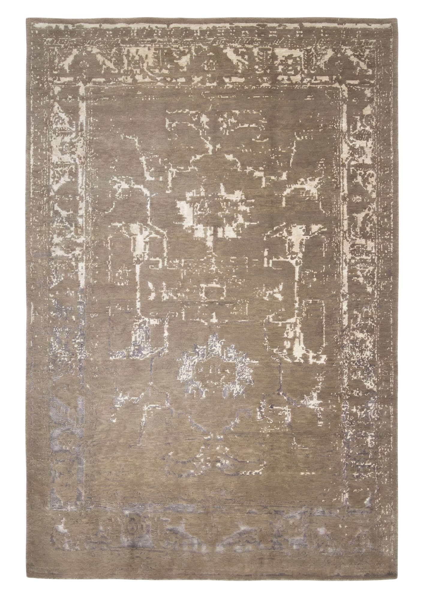 Modern Distressed Grey Rug, in grey, Wool, 121x182 cm, Nasim Carpets Malaysia — view 1