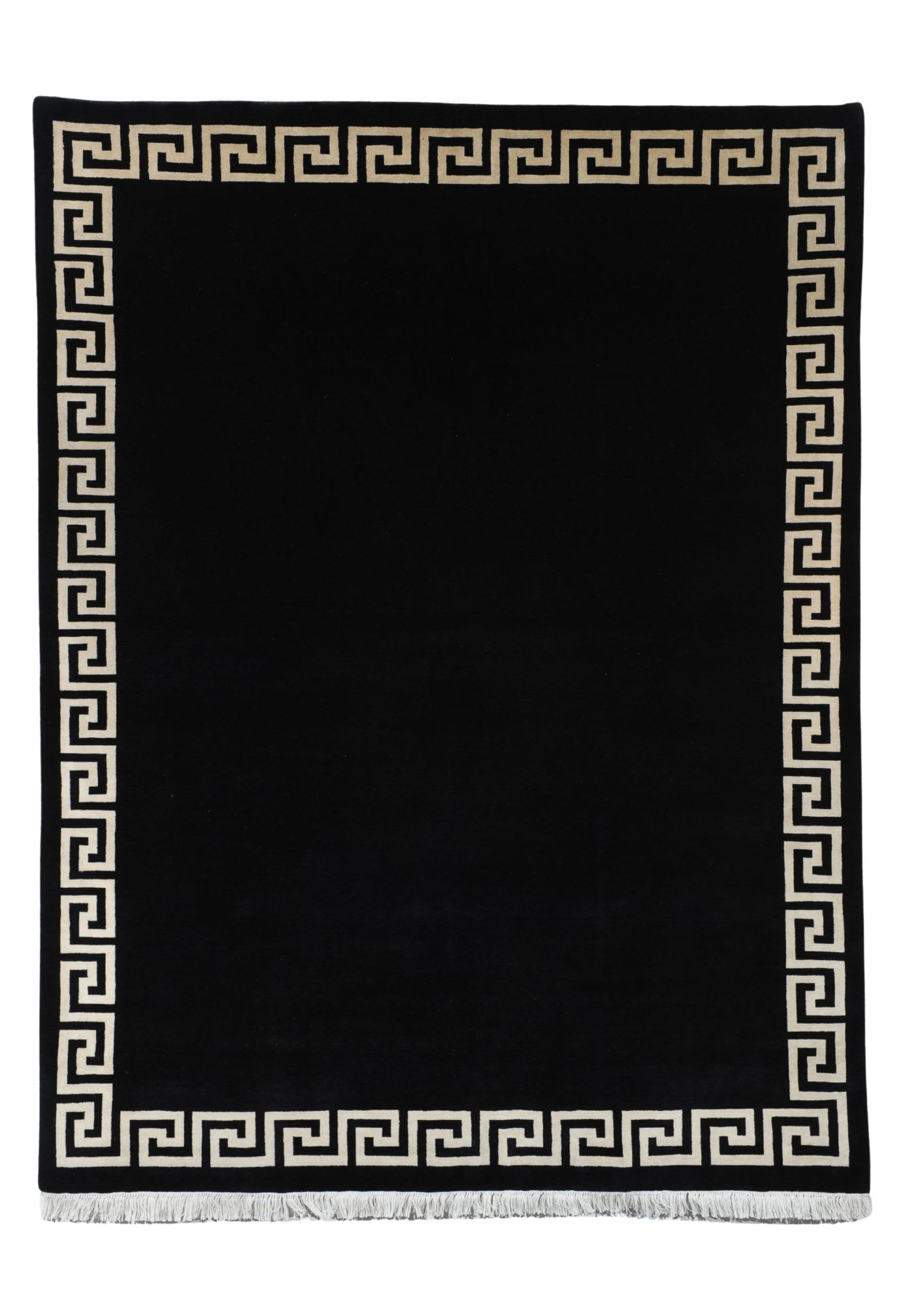 Modern Greek Key - Black Rug, Silk and Wool, 2x3 m, Nasim Carpets Malaysia — view 1