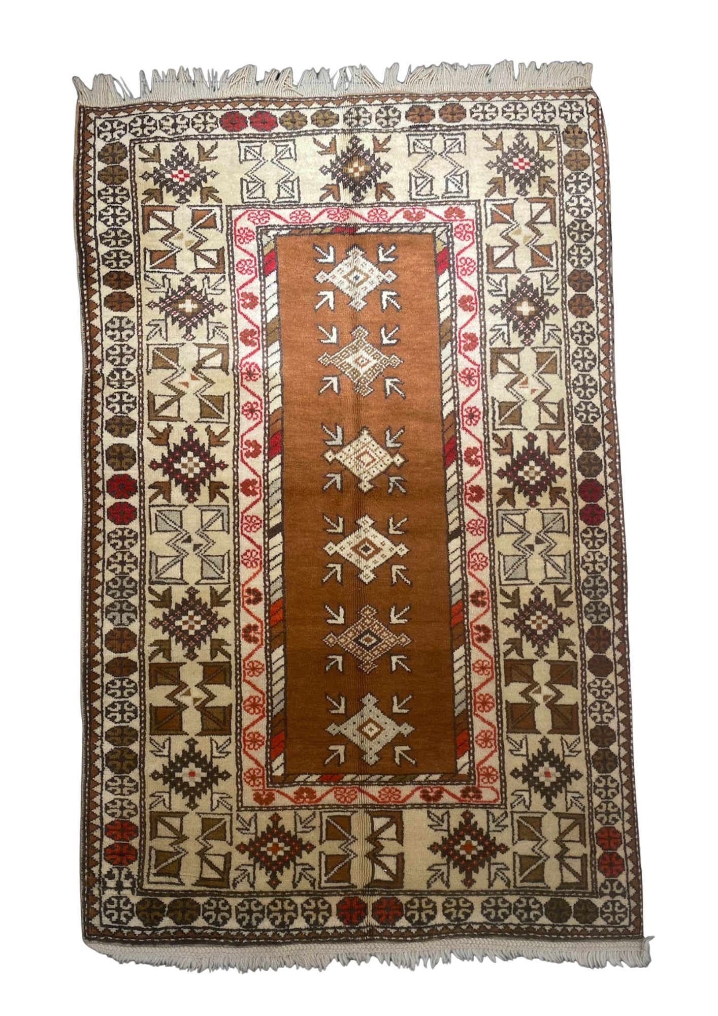 Turkish Mihrab Beige & Orange, Wool, 1.2x1.8 m, Nasim Carpets Malaysia — view 1