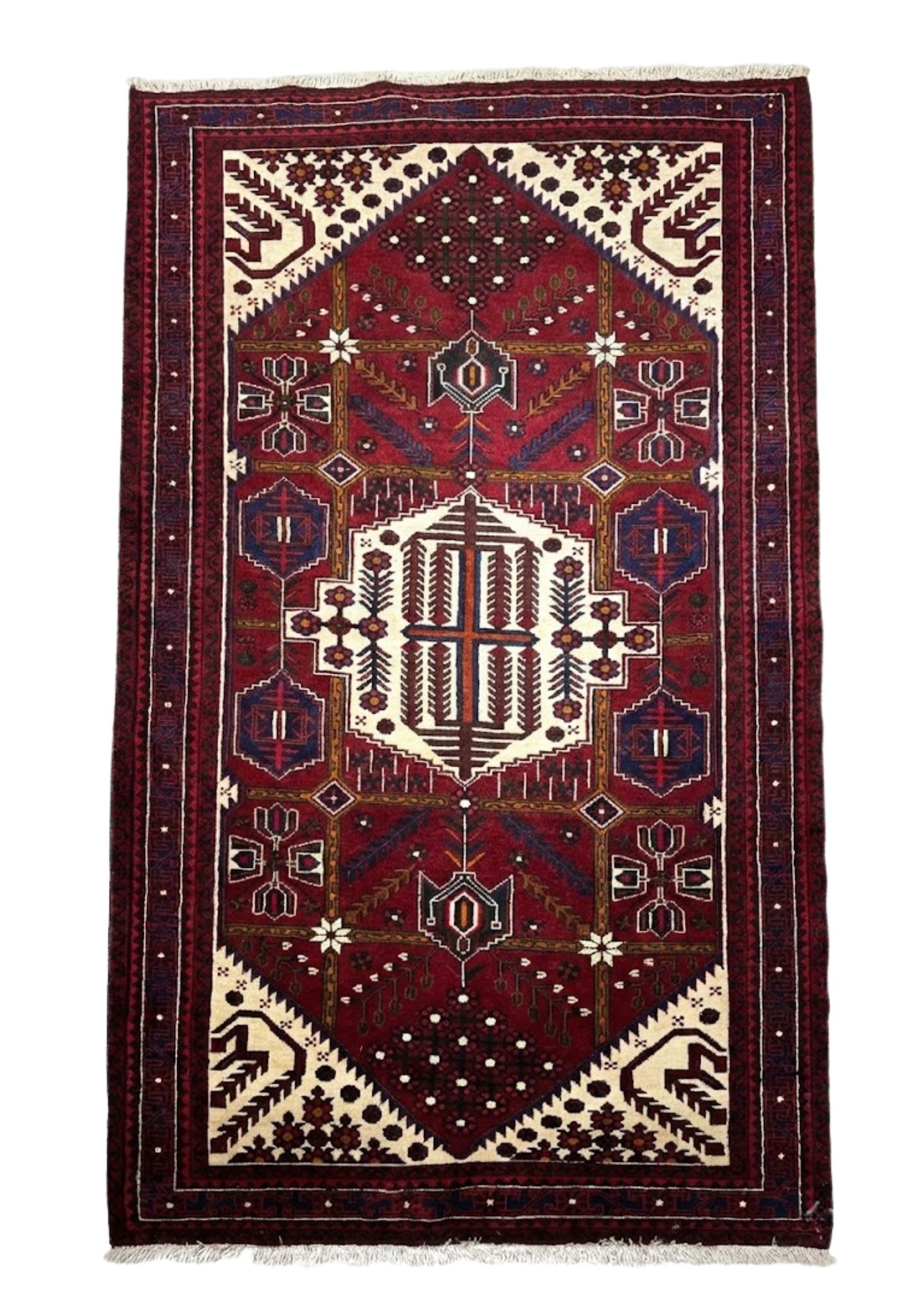 Qashqai Burgundy Medallion, Wool, 0.8x3 m, Nasim Carpets Malaysia — view 1