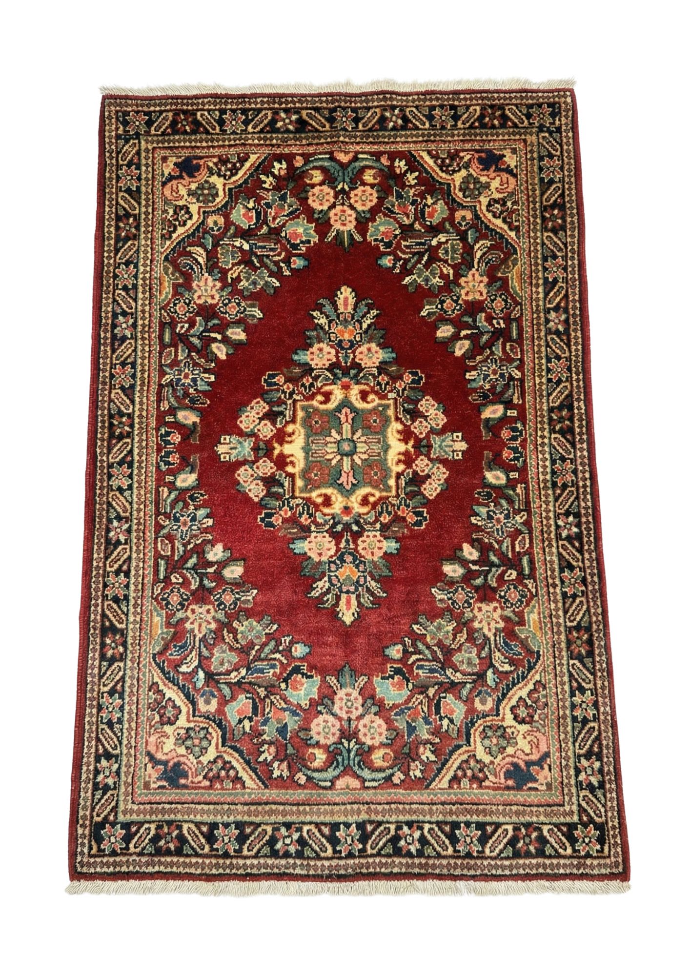Sarouk Floral Medallion In Red, Wool, 2x3 m, Nasim Carpets Malaysia — view 1