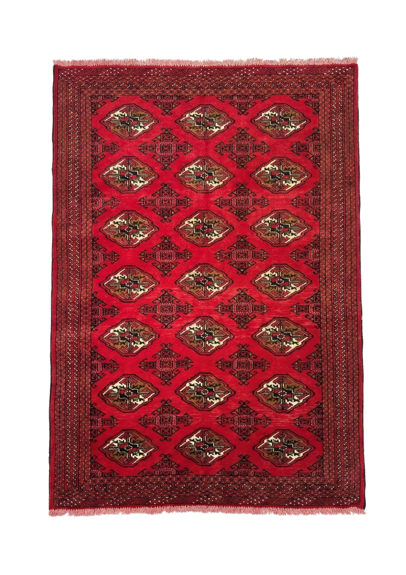 Turkmen Tekke Bokhara, Turkmen tribal rug, in red / burgundy, Wool, 122x183 cm, Nasim Carpets Malaysia — view 1