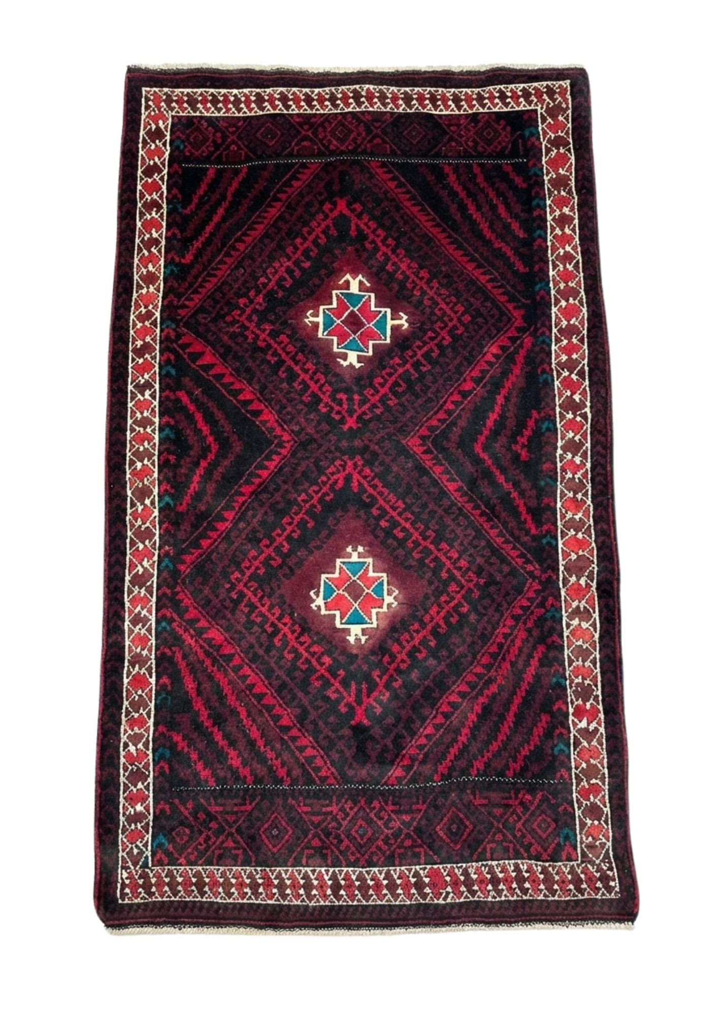 Afghan Balochi Diagonal Stripe, Iran tribal rug, in red / burgundy, Wool, 121x182 cm, Nasim Carpets Malaysia — view 1