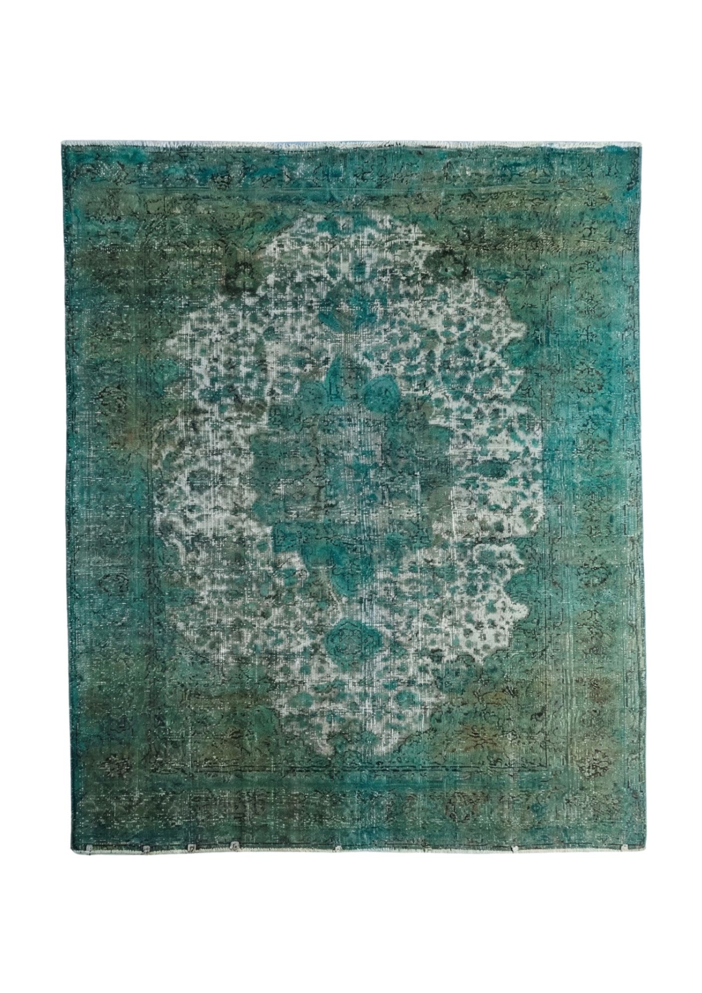 Antique Kirman Turquoise, Iran persian rug, in turquoise, Wool, 240x304 cm, Nasim Carpets Malaysia — view 1