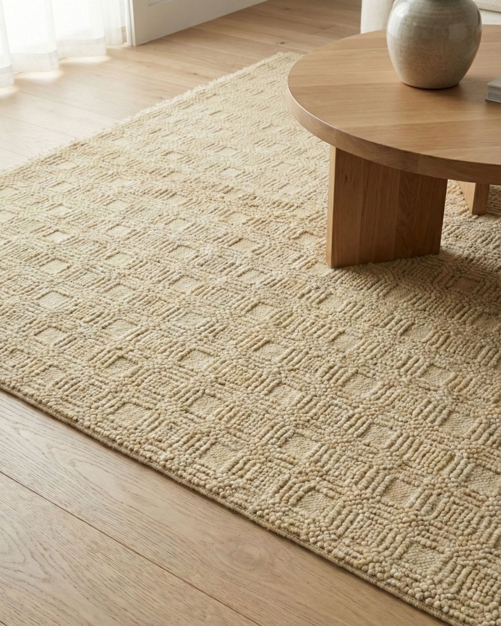 Jute Textured Natural Rug, India modern rug, in ivory, Wool, 213x304 cm, Nasim Carpets Malaysia — view 2
