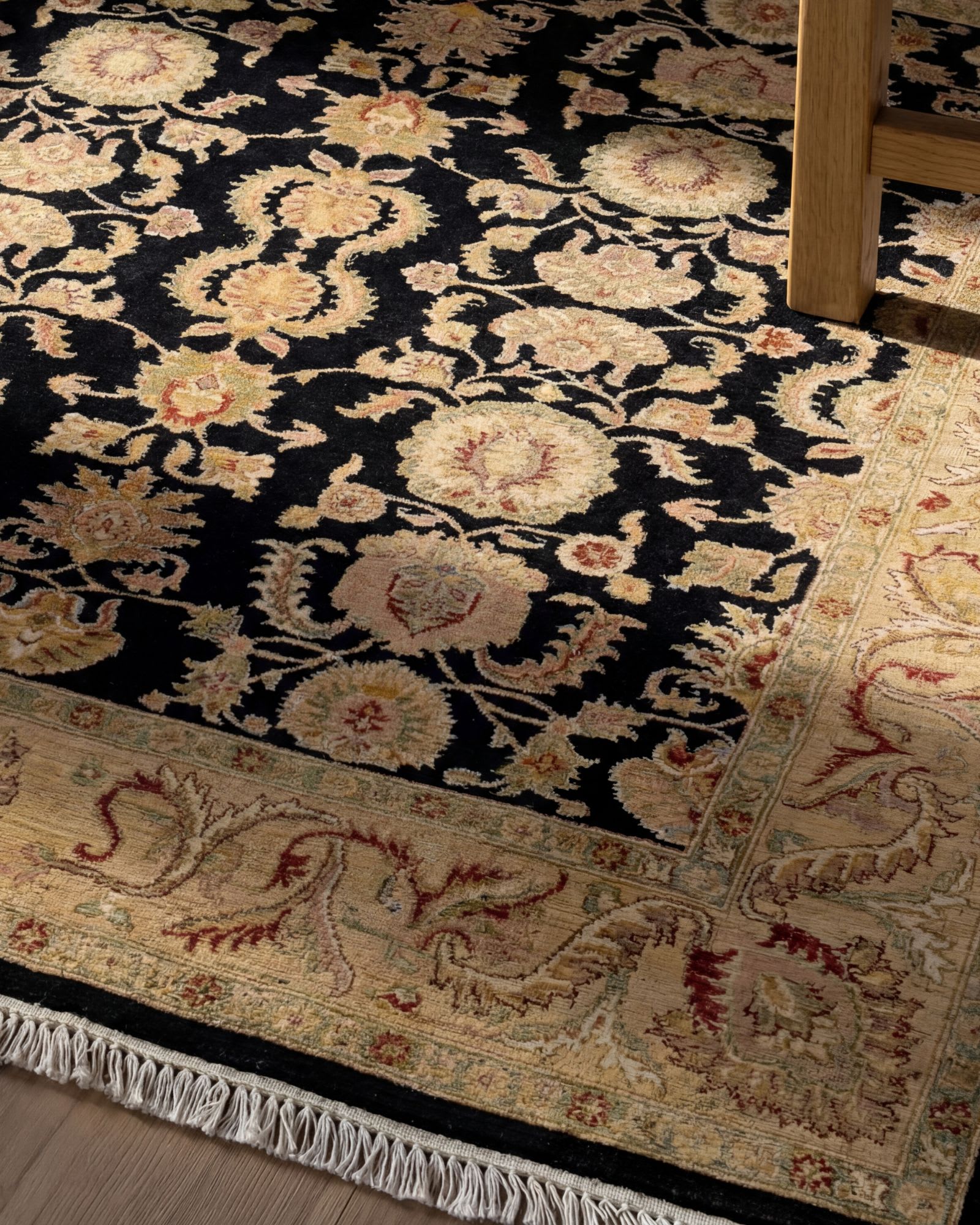 Chobi Ziegler Black & Gold, Pakistan persian rug, in black, Wool, 243x304 cm, Nasim Carpets Malaysia — view 2