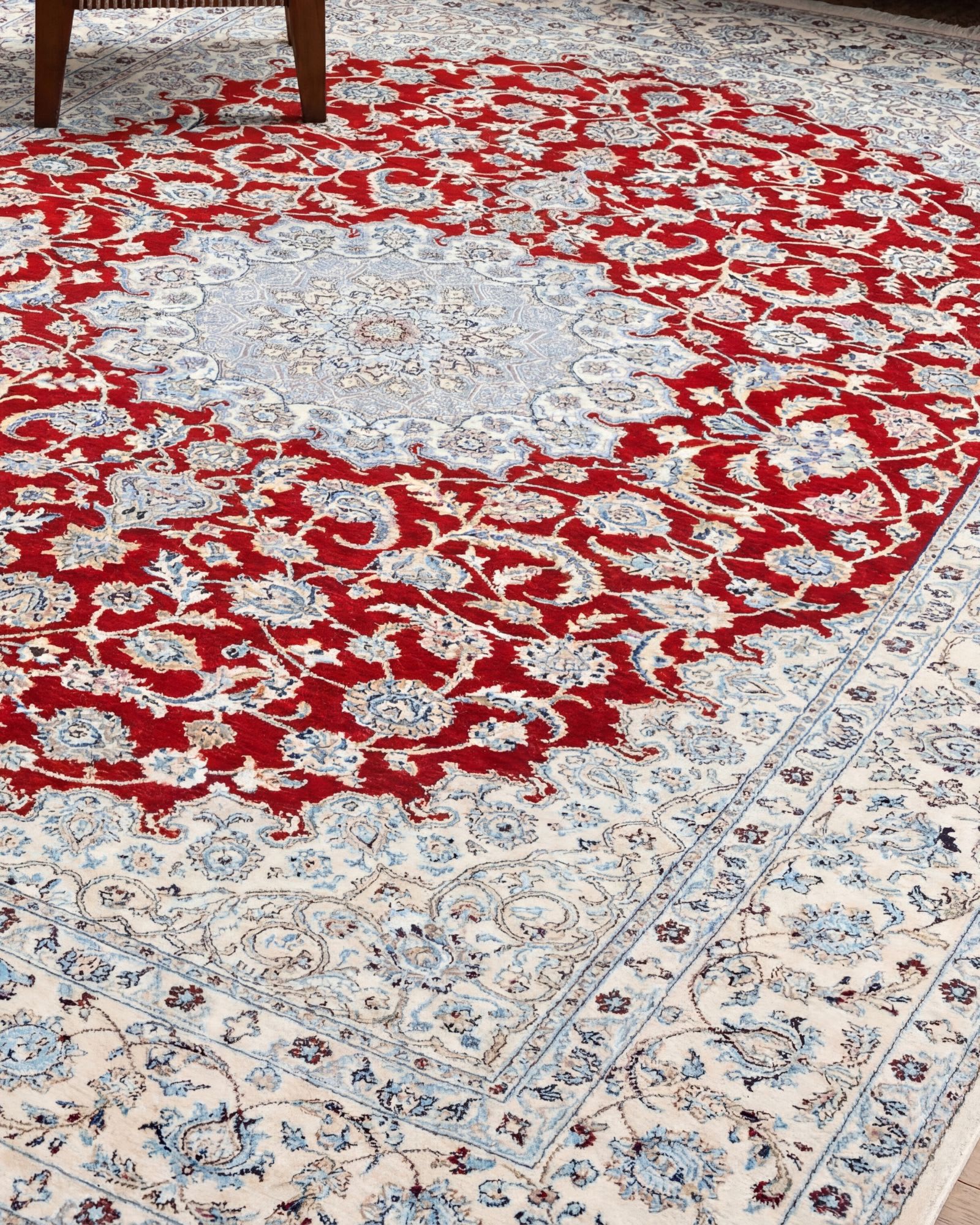 Detail of Nain Imperial Shah Abbas rug showing intricate knotwork