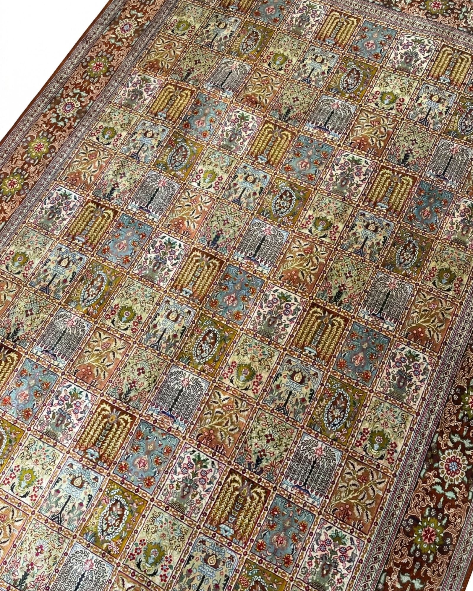 Qum Garden of Paradise, Qum persian rug, in brown, Pure Silk, 213x305 cm, Nasim Carpets Malaysia — view 4