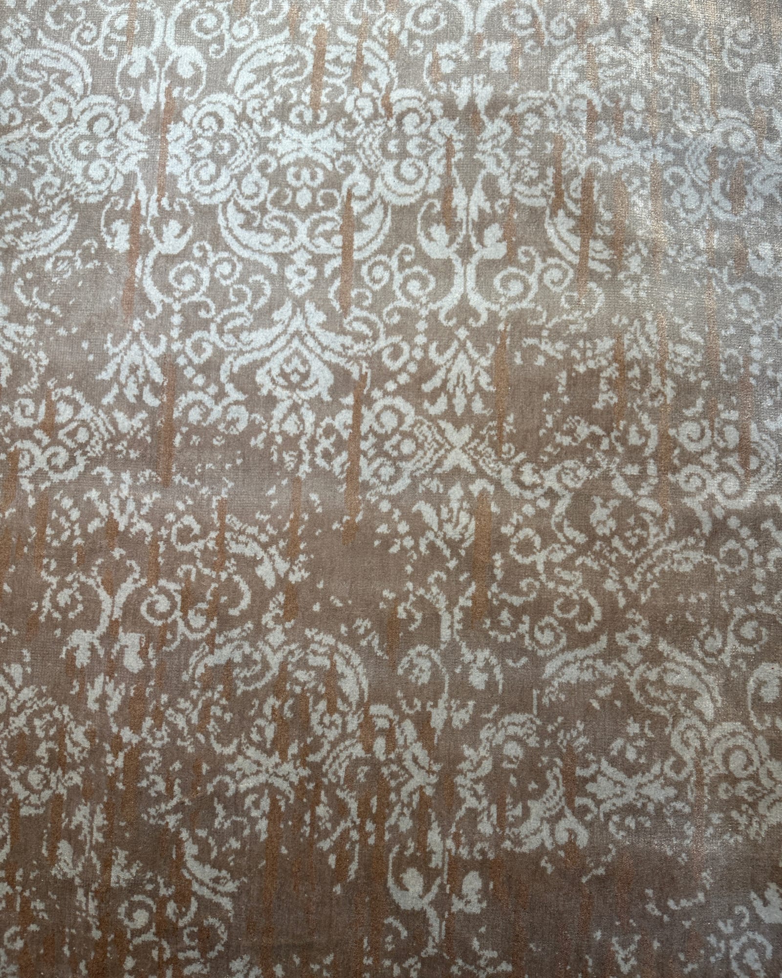 Modern Distressed Taupe Damask, Turkey collector-sale rug, in taupe / brown, Viscose, 121x182 cm, Nasim Carpets Malaysia — view 3