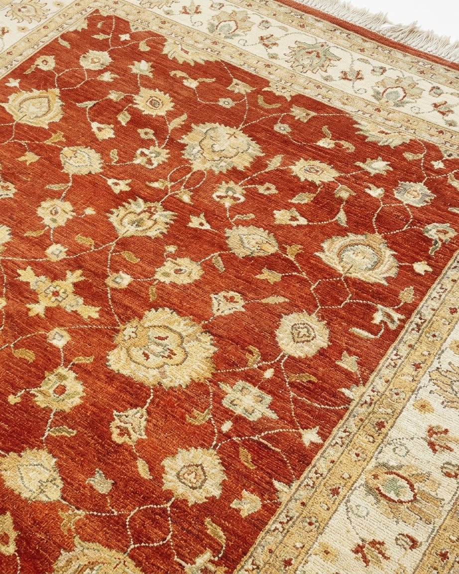 Peshawar Ziegler All-Over Rust, Pakistan persian rug, in terracotta rust, Wool, 183x274 cm, Nasim Carpets Malaysia — view 3