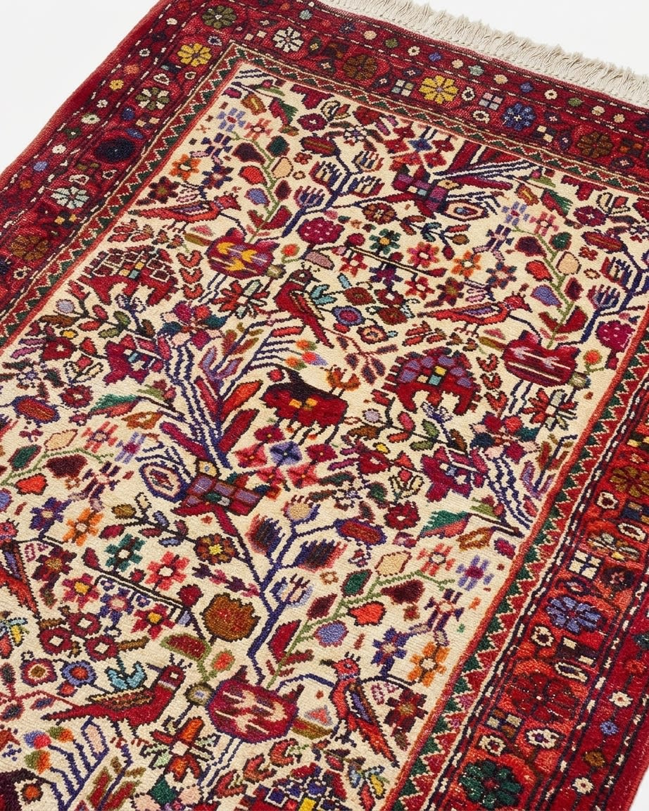 Bakhtiari Tree of Life Ivory, Bakhtiari, Iran persian rug, in ivory, Wool, 91x122 cm, Nasim Carpets Malaysia — view 3