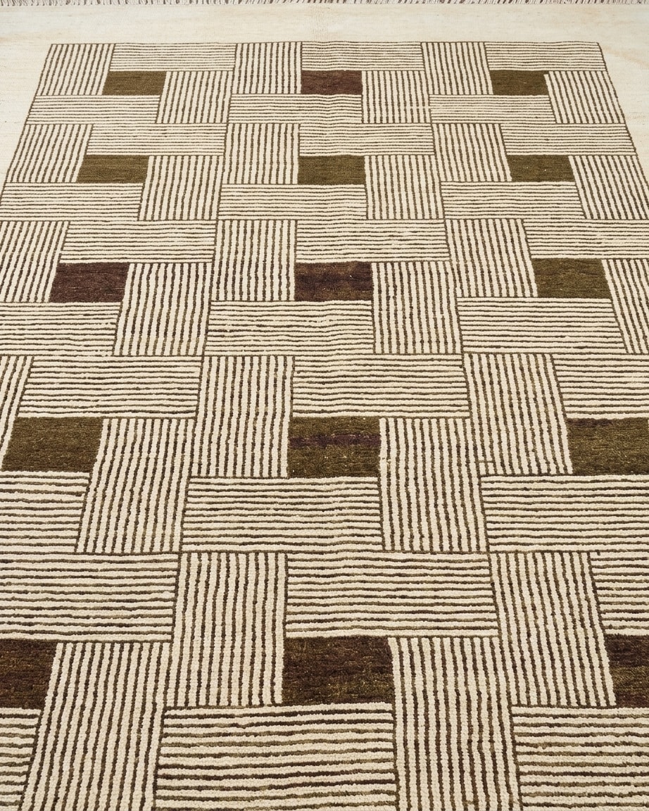 Grid Weave Ivory Rug, Nepal modern rug, in ivory, Wool, 122x183 cm, Nasim Carpets Malaysia — view 3