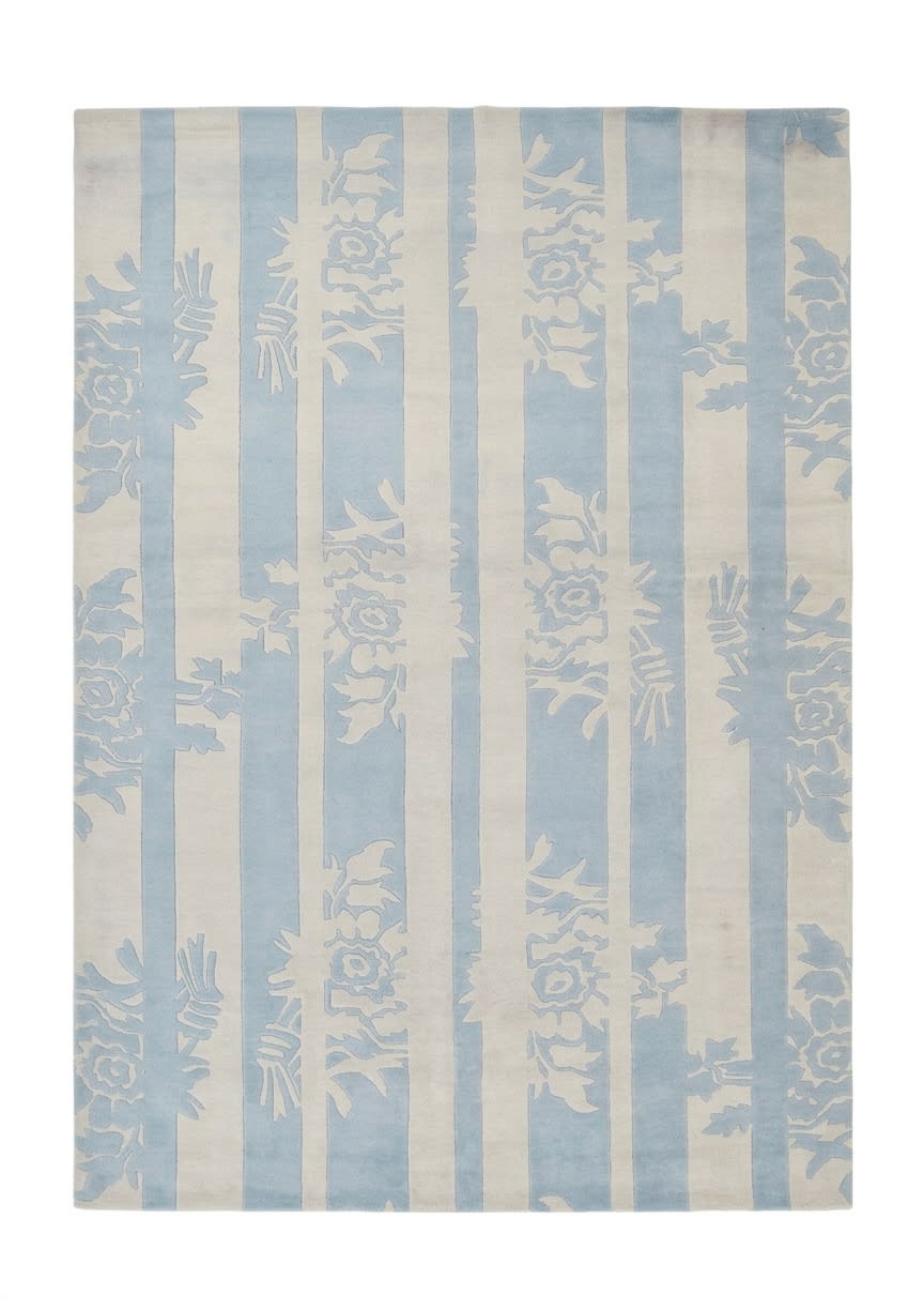Nepal Botanical Stripe Powder Blue, Nepal modern rug, in powder blue, Wool, 122x238 cm, Nasim Carpets Malaysia — view 1