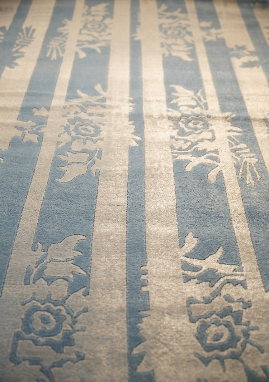 Nepal Botanical Stripe Powder Blue, Nepal modern rug, in powder blue, Wool, 122x238 cm, Nasim Carpets Malaysia — view 3