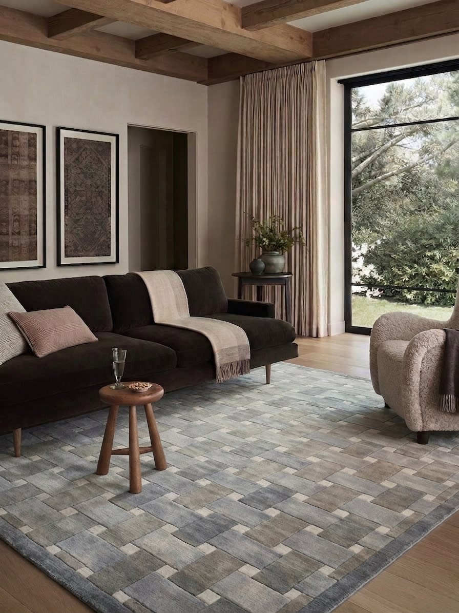 Turkish Basketweave Grey, Turkey modern rug, in smoke grey, Wool, 152x216 cm, Nasim Carpets Malaysia — view 2