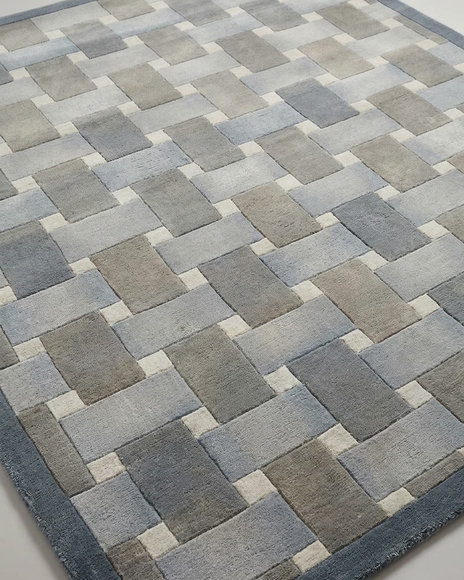Turkish Basketweave Grey, Turkey modern rug, in smoke grey, Wool, 152x216 cm, Nasim Carpets Malaysia — view 3