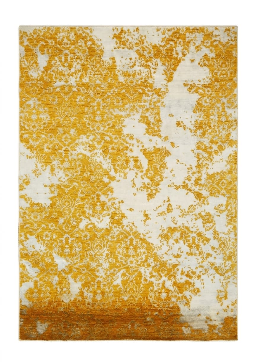 Jaipur Erased Damask Gold, Jaipur, India modern rug, in saffron gold, Wool, 183x277 cm, Nasim Carpets Malaysia — view 1