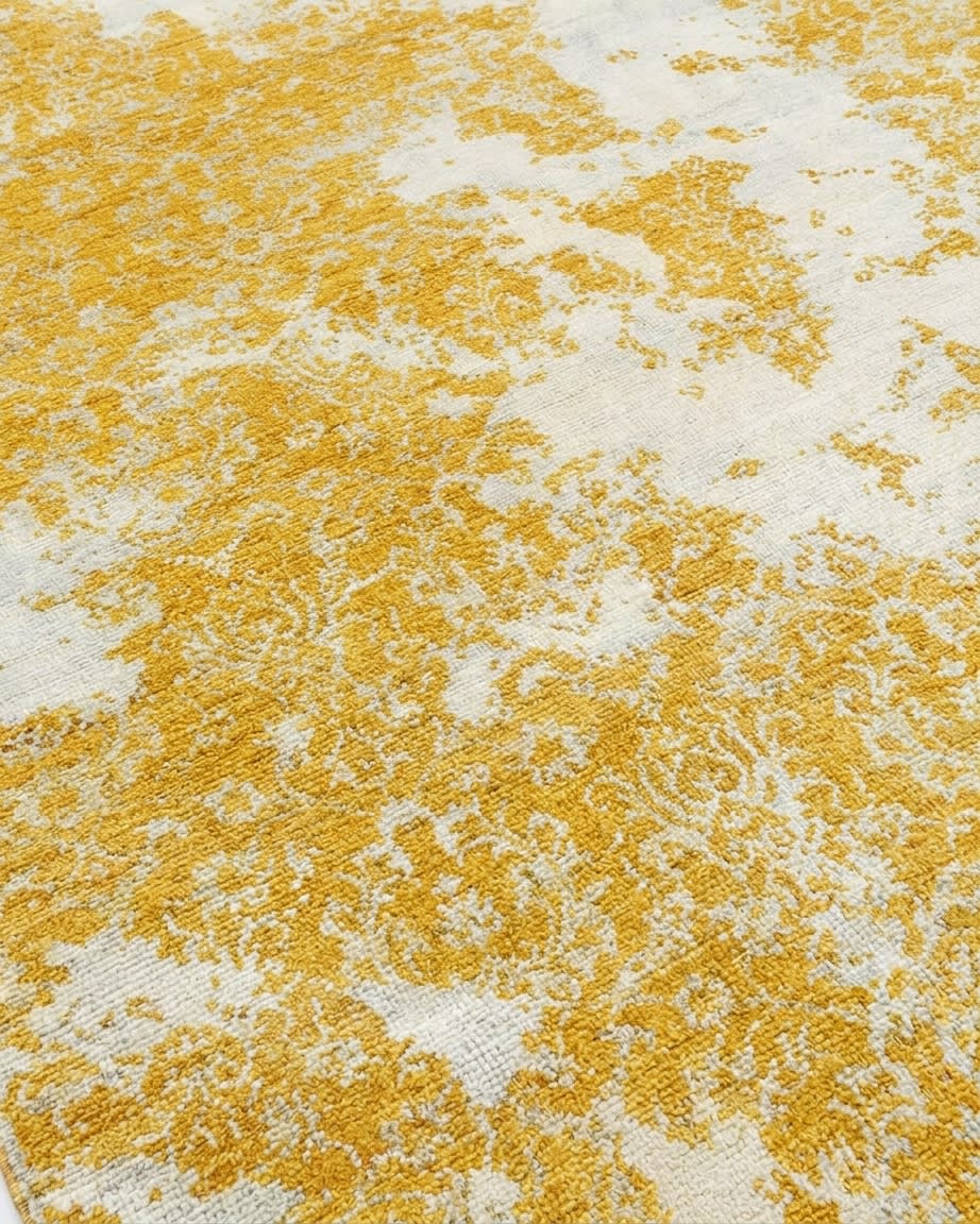 Jaipur Erased Damask Gold, Jaipur, India modern rug, in saffron gold, Wool, 183x277 cm, Nasim Carpets Malaysia — view 3