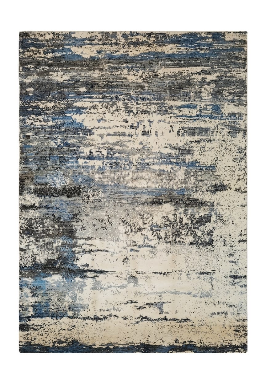 Afghan Galaxy Abstract Blue, Afghanistan modern rug, in cream, Wool, 183x287 cm, Nasim Carpets Malaysia — view 1