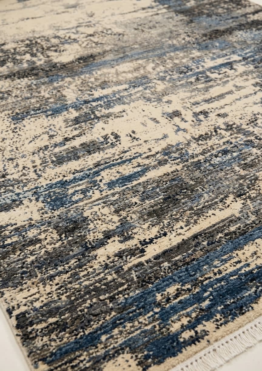 Afghan Galaxy Abstract Blue, Afghanistan modern rug, in cream, Wool, 183x287 cm, Nasim Carpets Malaysia — view 3