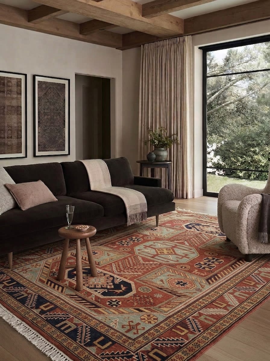 Kazak Lesghi Star Rust, Kazak, Caucasus persian rug, in terracotta red, Wool, 168x274 cm, Nasim Carpets Malaysia — view 2