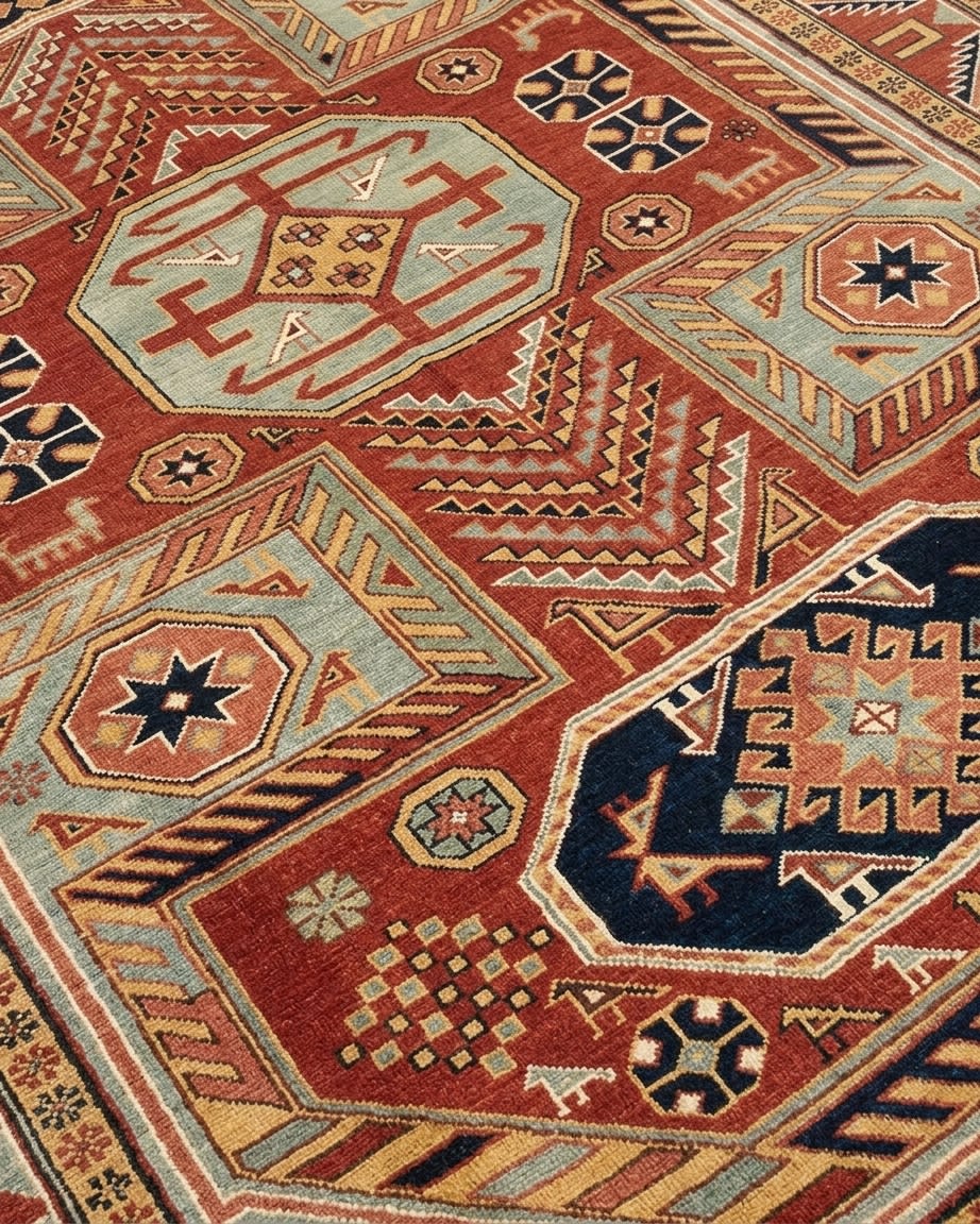 Kazak Lesghi Star Rust, Kazak, Caucasus persian rug, in terracotta red, Wool, 168x274 cm, Nasim Carpets Malaysia — view 3