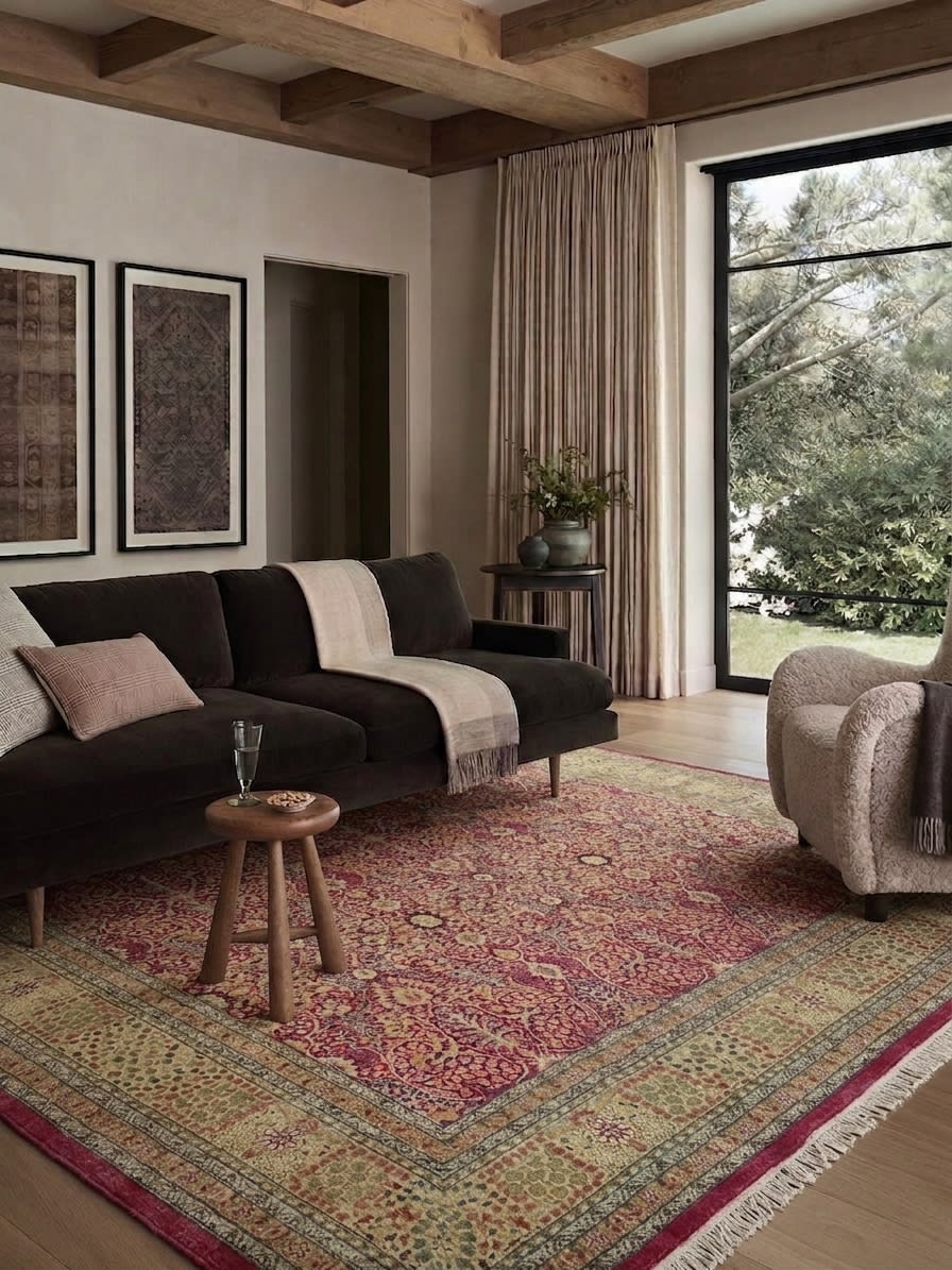 Lahore Millefleur Red, Lahore, Pakistan persian rug, in madder red, Wool, 274x378 cm, Nasim Carpets Malaysia — view 2