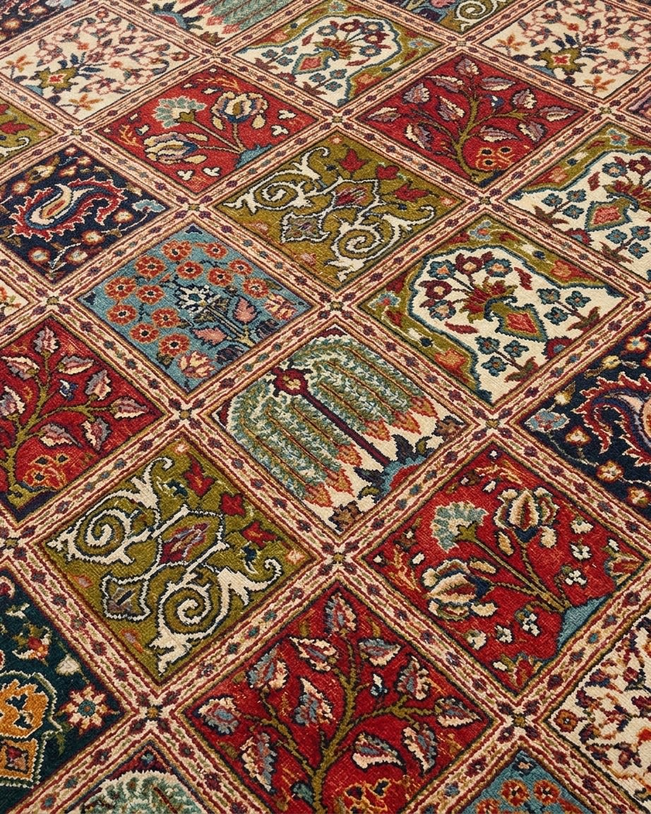 Moud Compartmental Garden Red, Iran persian rug, in madder red, Wool, 296x369 cm, Nasim Carpets Malaysia — view 3