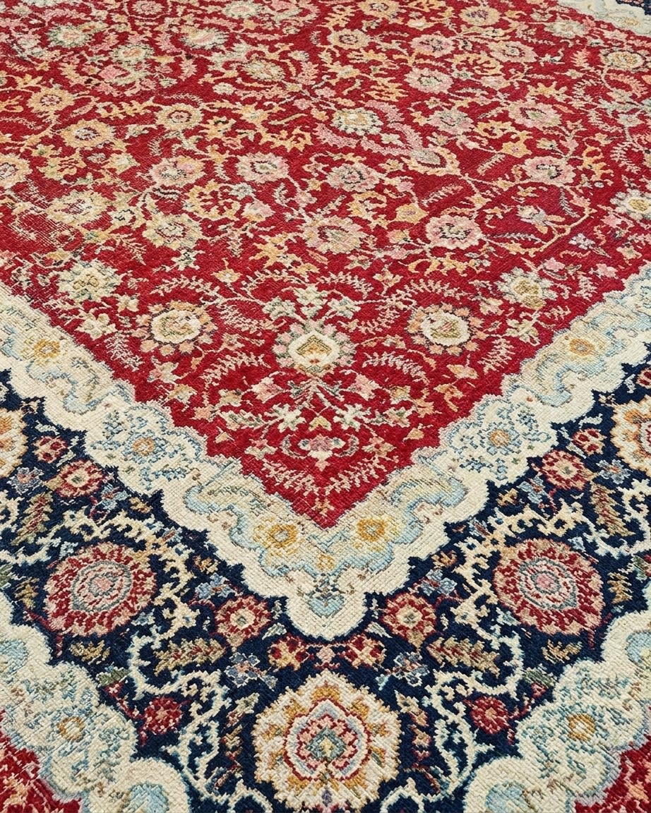 Kerman Shah Abbasi Red, Iran persian rug, in madder red, Wool, 283x415 cm, Nasim Carpets Malaysia — view 3