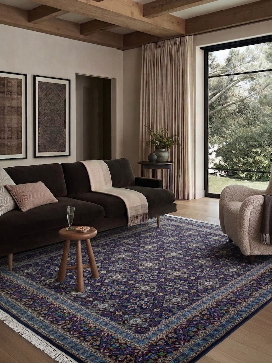Moud Herati All-Over Navy, Moud, Iran persian rug, in navy blue, Wool, 299x396 cm, Nasim Carpets Malaysia — view 2
